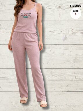 Friends Pajama Set – Size Large – Soft Pink Lounge Set